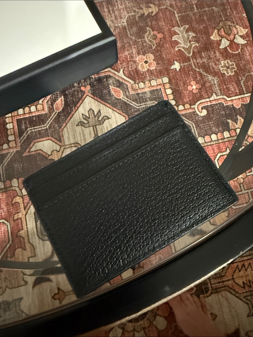 Gucci Black Leather Card Holder with Green-Red Web and Gold GG Logo - Picture 3 of 6